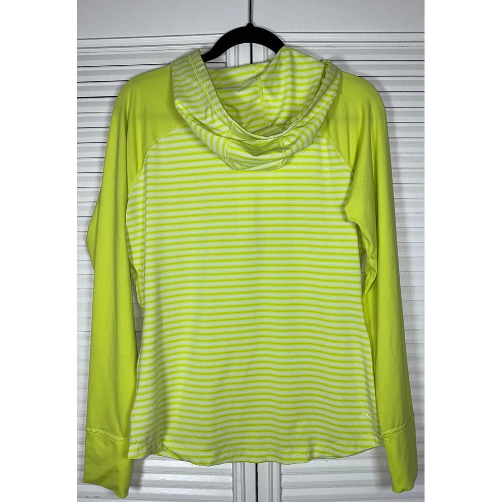 Mountain Hardwear Womens Neon Striped‎ 1/4 Zip Hooded Pullover Size L/G FLAW - Picture 3 of 7
